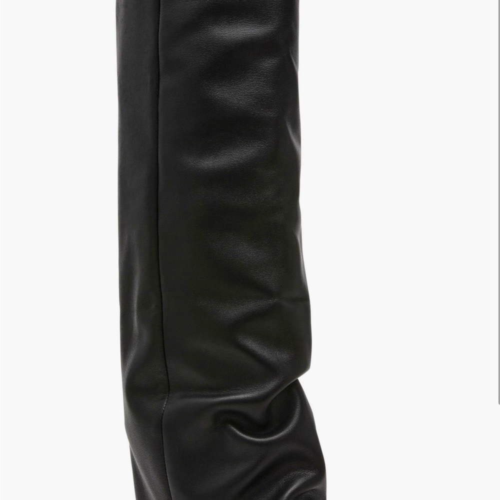 Tall Black Faux Leather Slouch Boots
